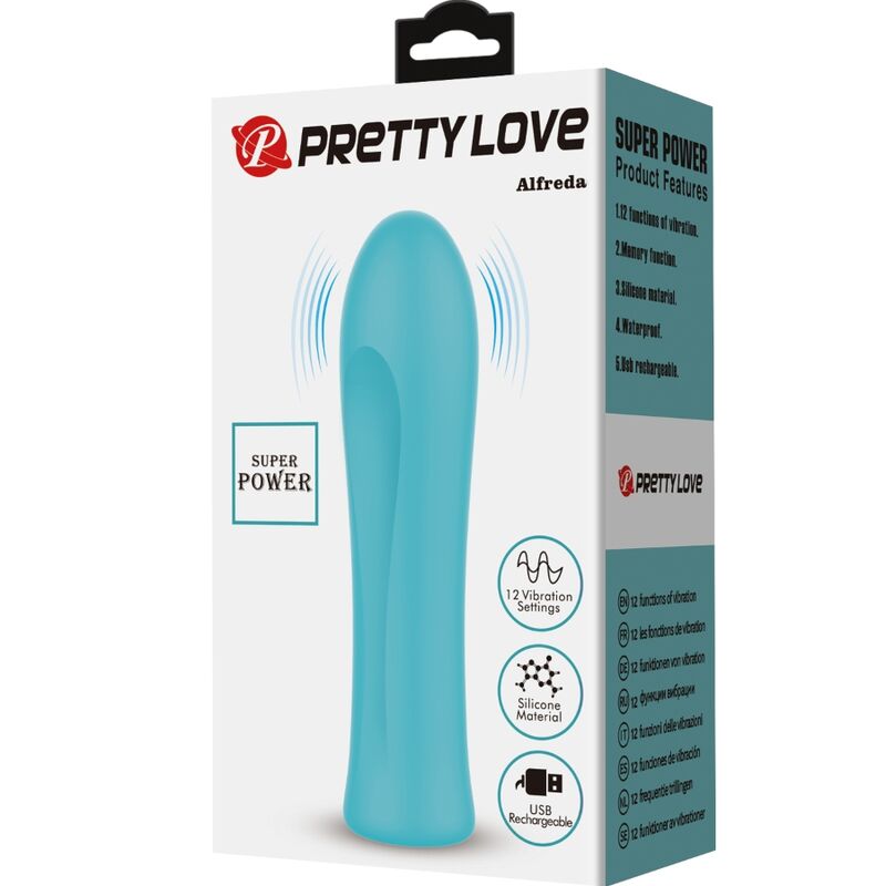 Pretty Love Mini Vibromasseur Alfreda avec 12 Modes de Vibrations en Silicone Bleu