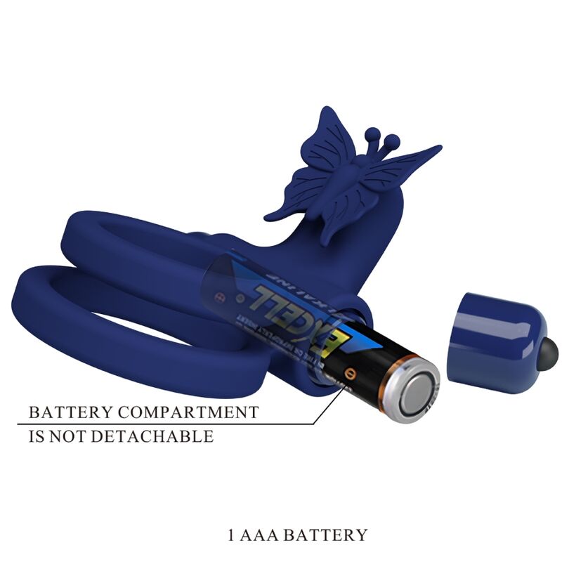 PRETTY LOVE - JAMELE DOUBLE ANNEAU AVEC VIBRATION & STIMULATEUR DE PAPILLON BLEU