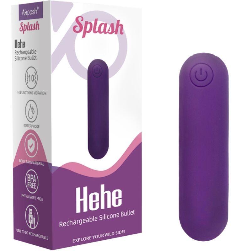 Armony - splash hehe vibrateur bullet silicone 10 vibrations 65 x 15 cm violet