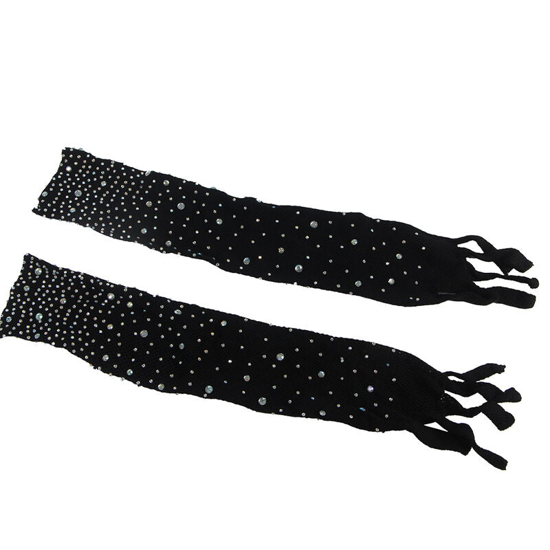 Subblime - 952174 bodystocking resille avec gants et diamants noir taille unique