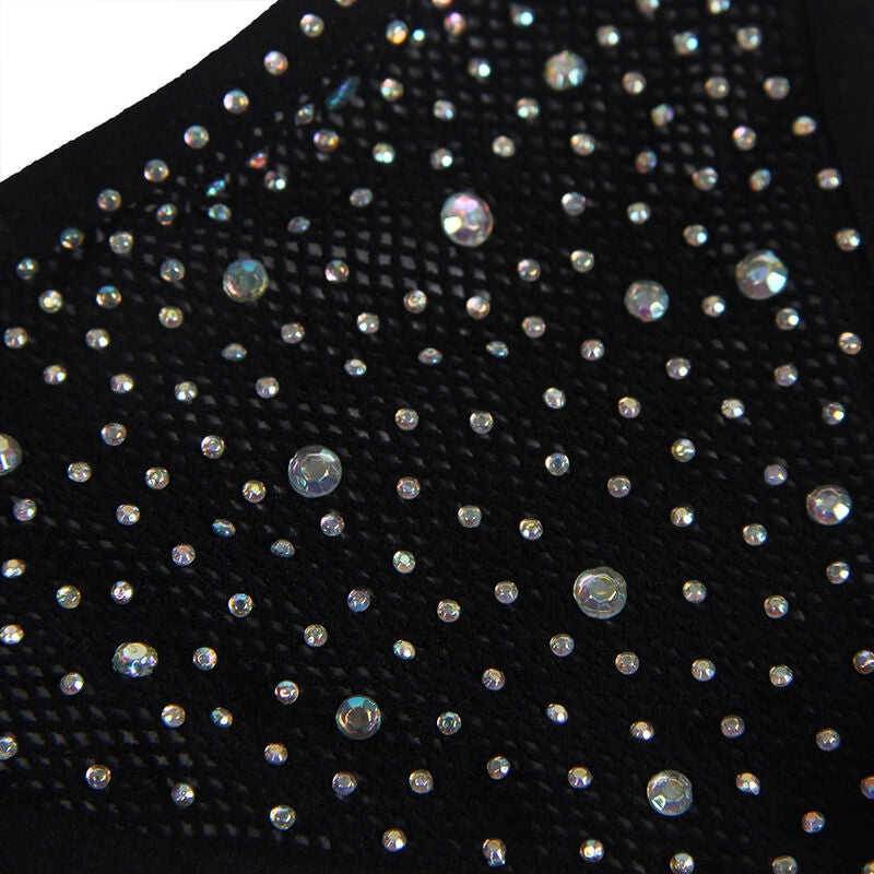 Subblime - 952174 bodystocking resille avec gants et diamants noir taille unique
