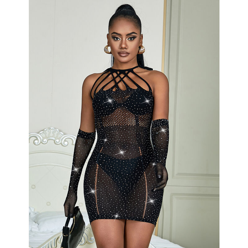 Subblime - 952235 robe réseille avec strass noir taille unique