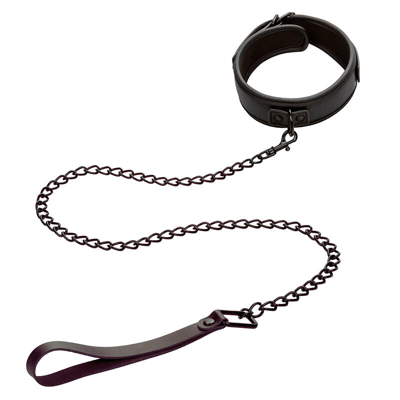 CALEXOTICS - NOCTURNAL COLLIER ET LAISSE EN CUIR RÉGLABLE NOIR