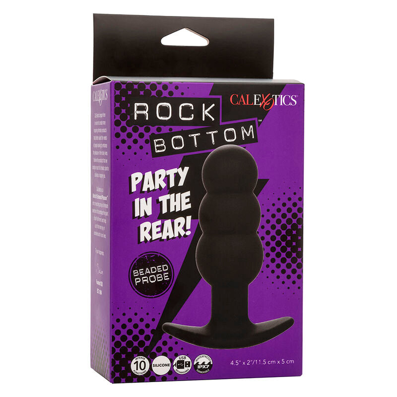 CALEXOTICS - ROCK BOTTOM PLUG ANAL PERLÉ 10 VIBRATIONS SILICONE NOIR