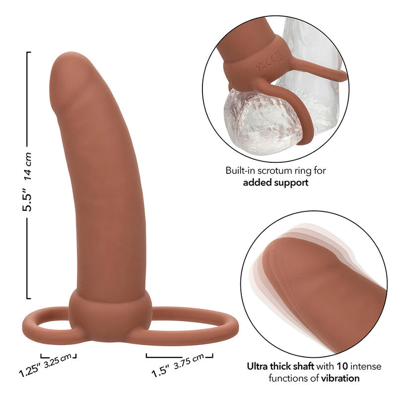 CALEXOTICS - MAXX THICK DOUBLE PÉNÉTRATEUR 10 VIBRATIONS MARRON