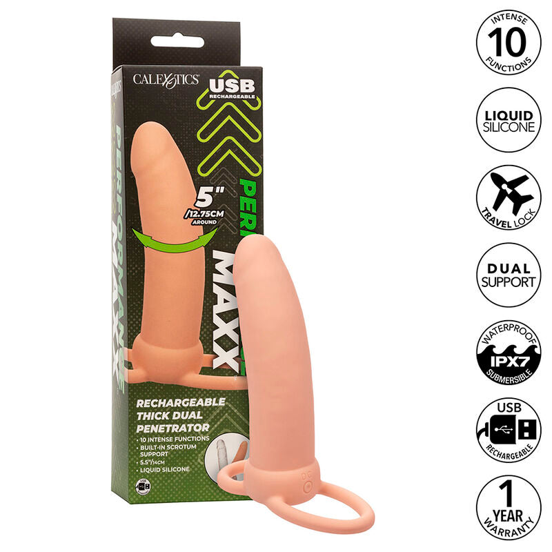 Calexotics - maxx thick double pénétrateur 10 vibrations chair