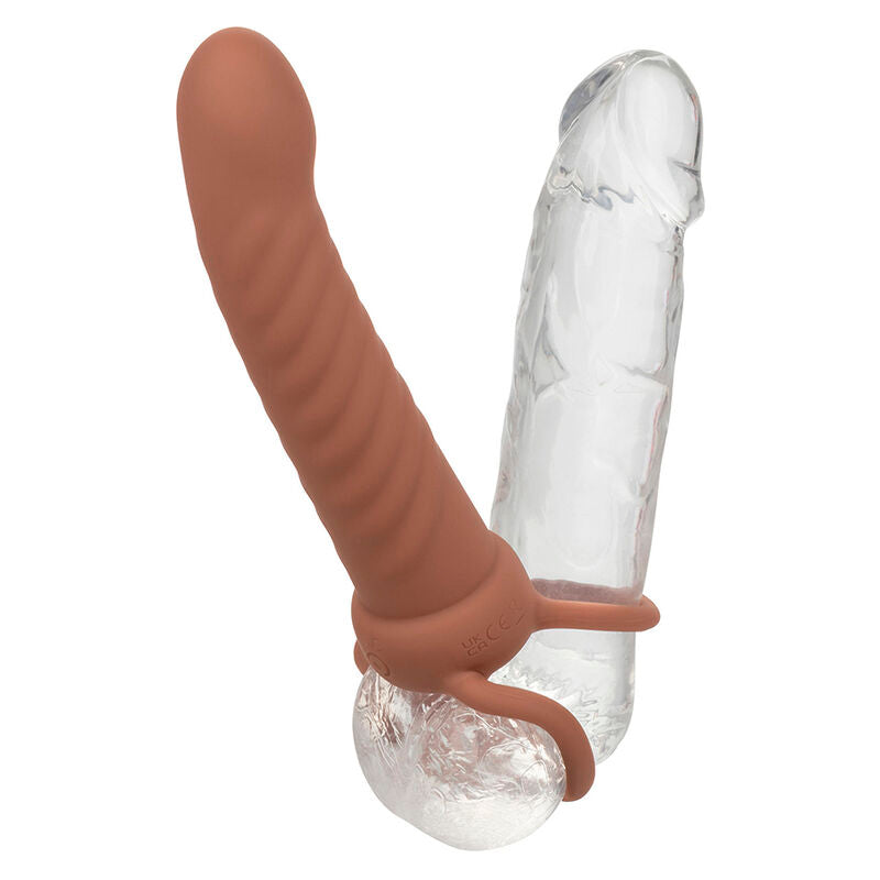 Calexotics - maxx ribbed double pénétrateur 10 vibrations marron