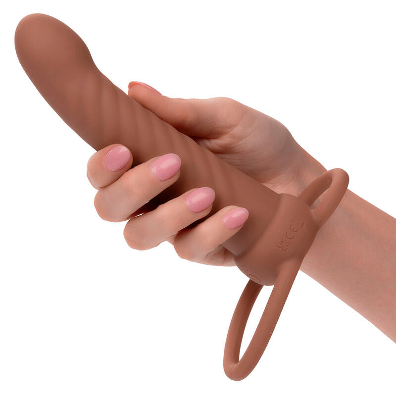 Calexotics - maxx ribbed double pénétrateur 10 vibrations marron