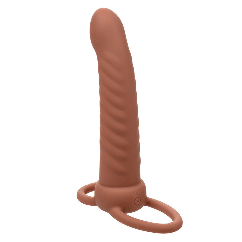 Calexotics - maxx ribbed double pénétrateur 10 vibrations marron