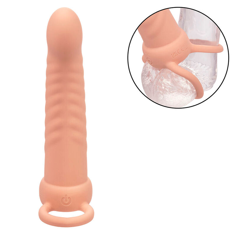 CALEXOTICS - MAXX DOUBLE PÉNÉTRATEUR NERVURÉ 10 VIBRATIONS FLESH