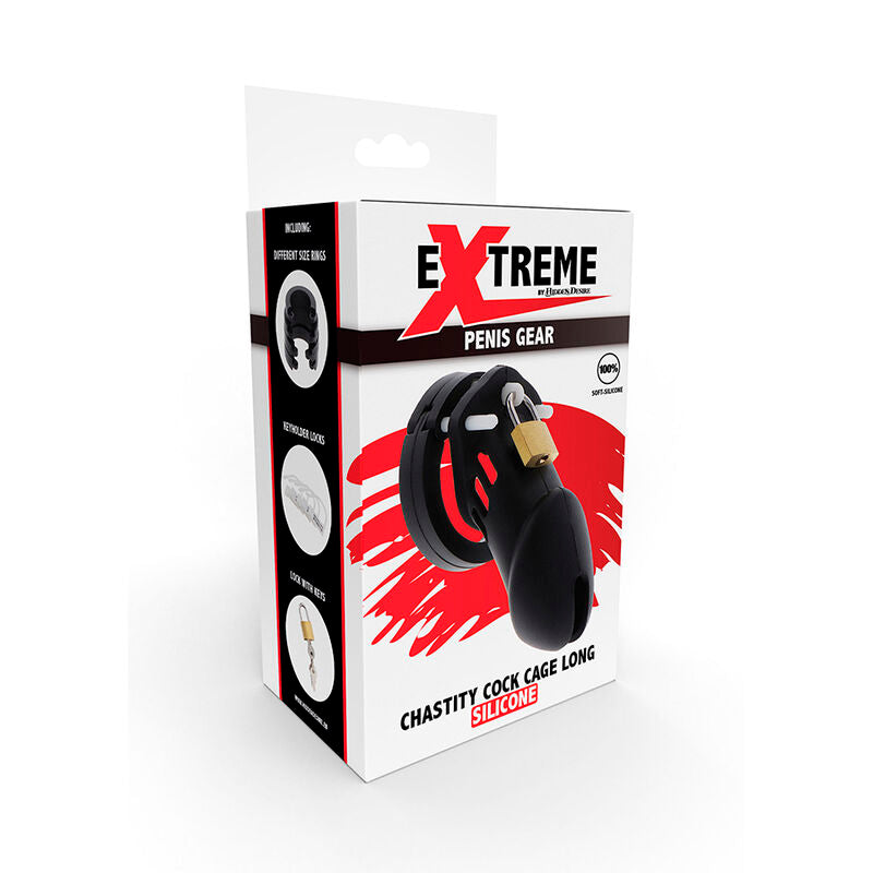 Hidden Desire Cage de chasteté pour homme en silicone noire Taille L