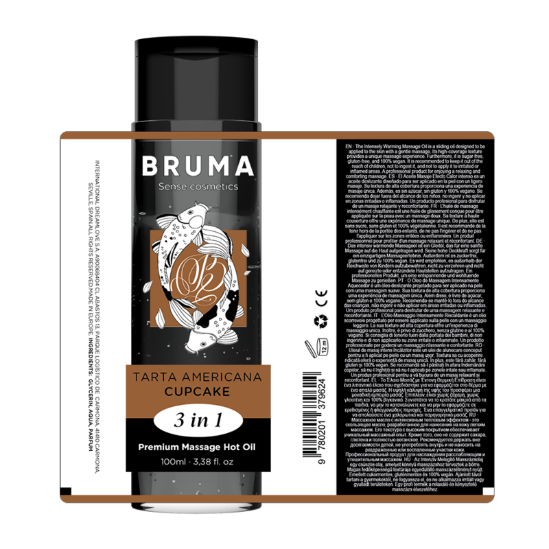 Huile Massage Chauffante Premium Cupcake 3en1 100ml - Bruma