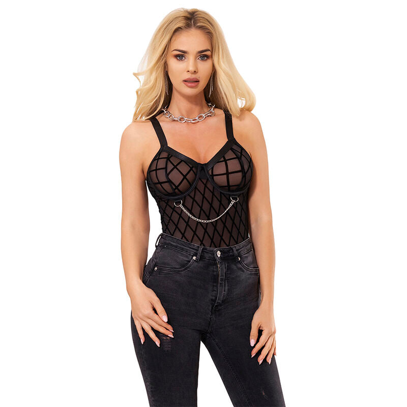 Subblime - 954260 body avec chaînes + porte-jarretelles noir s/m