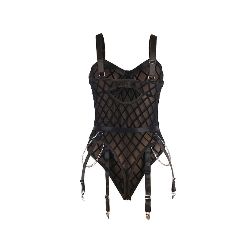 Subblime - 954260 body avec chaînes + porte-jarretelles noir s/m