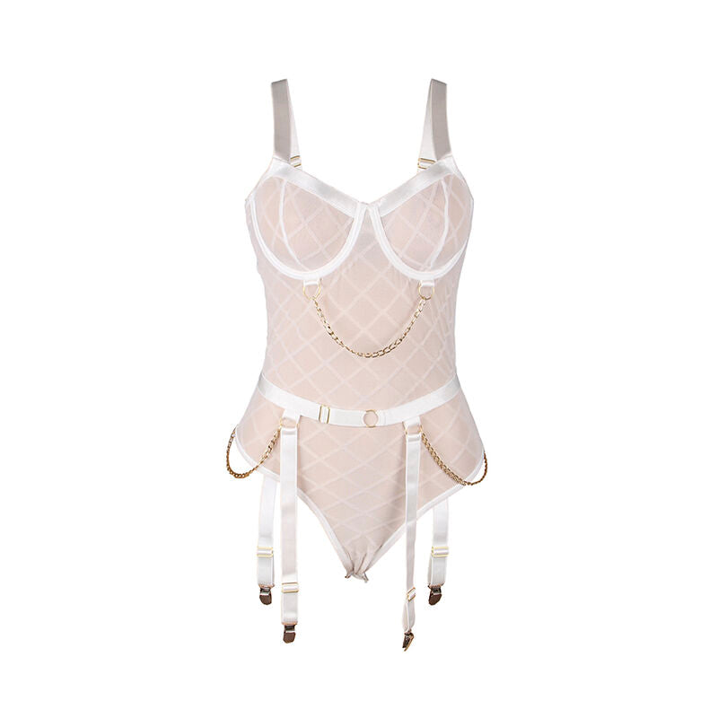 Subblime - 954284 body avec chaînes + porte-jarretelles blanc s/m