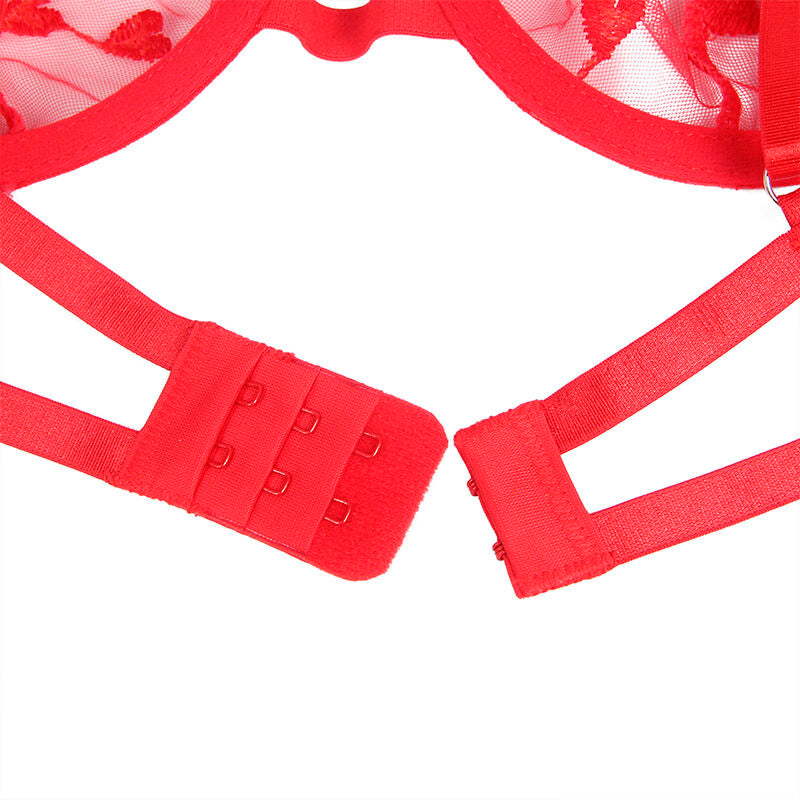 Subblime - 954338 soutien-gorge + string + porte-jarretelles imprimé coeur rouge l/xl