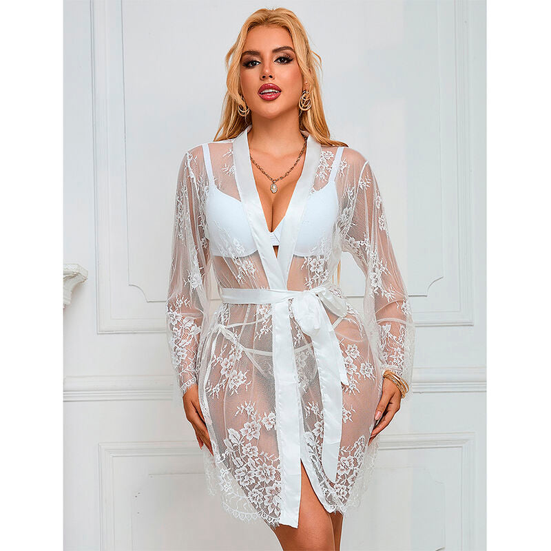 Subblime - 954376 chemise de nuit à manches longues à motif floral blanc l/xl