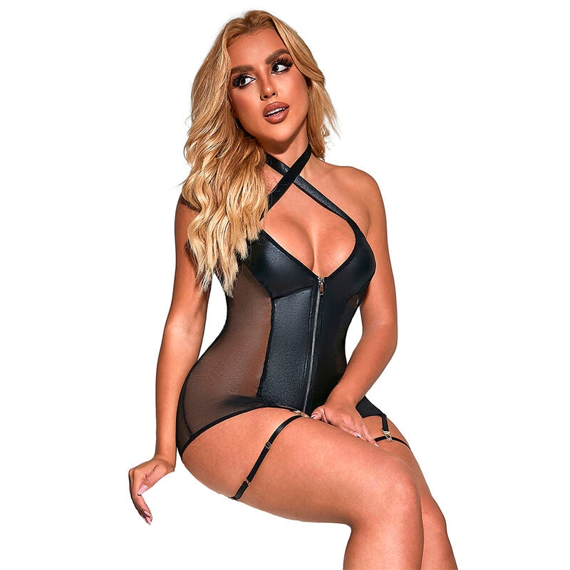 Subblime - 954444 robe sexy en maille cuir noir s/m
