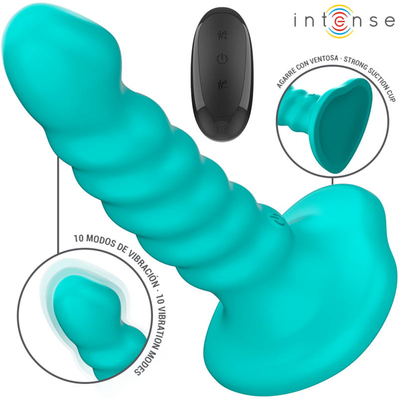 INTENSE - BUFFY VIBRATEUR TAILLE S DESIGN SPIRALE 10 VIBRATIONS TÉLÉCOMMANDE BLEUE