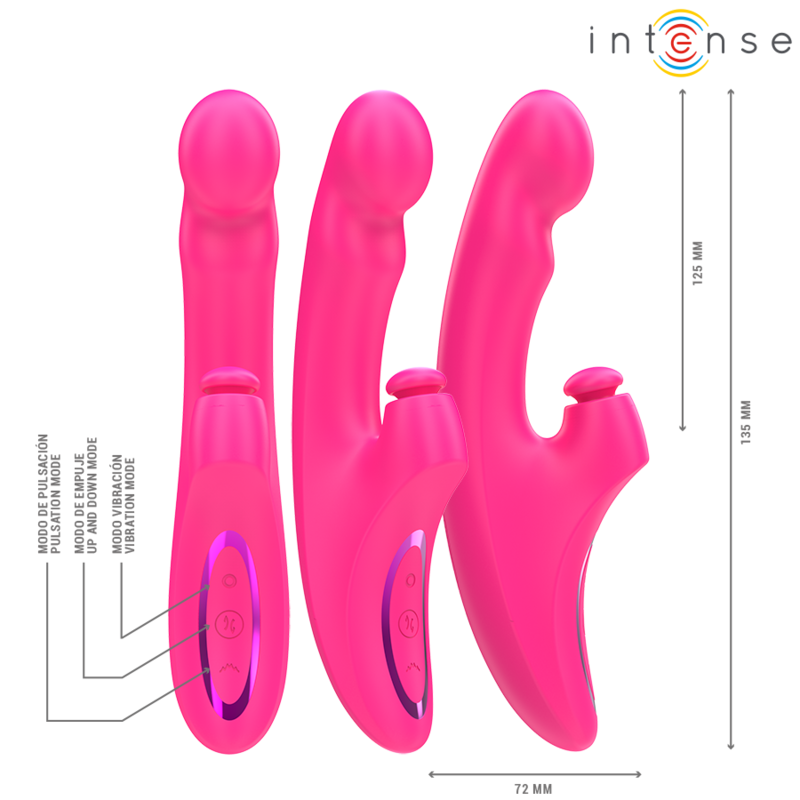 Intense - emi vibrateur 13,5 cm multifonction 3 en 1 10 vibrations rose
