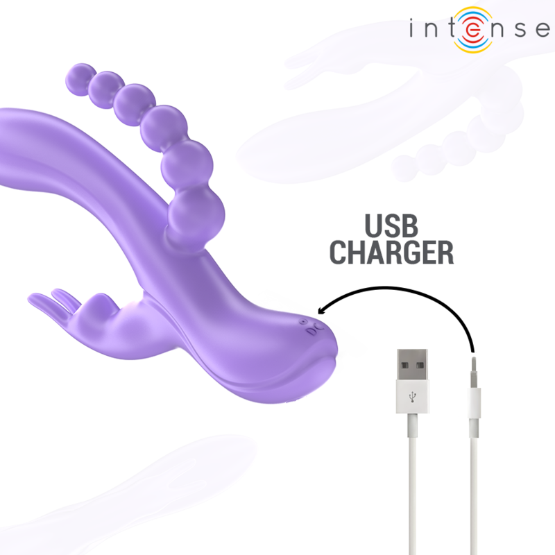 Intense - miko triple vibrateur lapin & stimulateur & anal 7 vibrations violet
