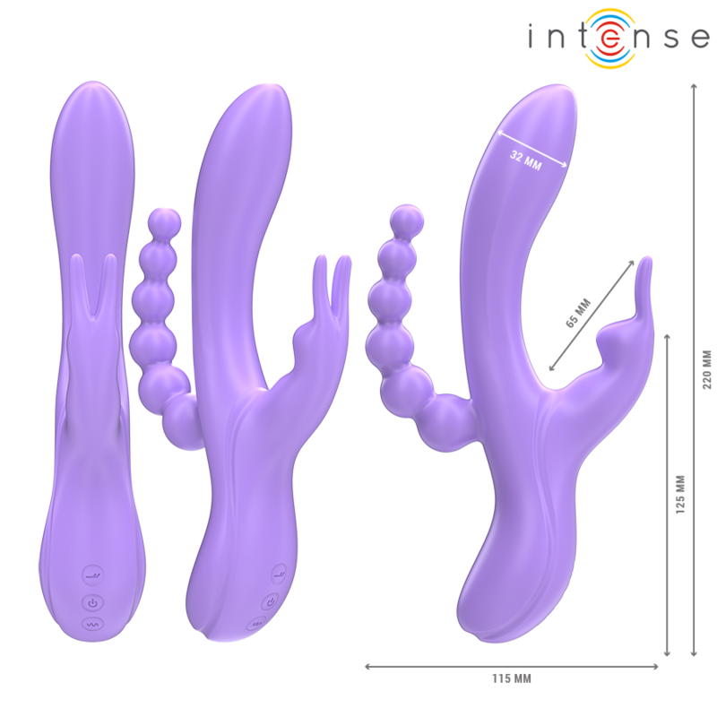 Intense - miko triple vibrateur lapin & stimulateur & anal 7 vibrations violet
