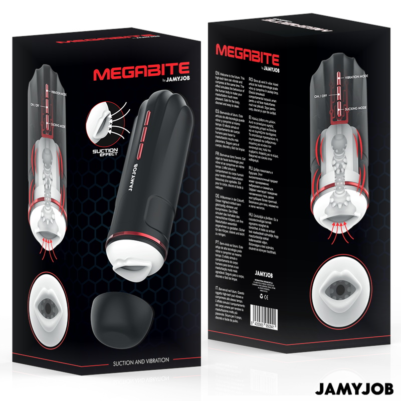 JAMYJOB - MASTURBATEUR BOUCHE AUTOMATIQUE MEGABITE 5 MODES D'ASPIRATION ET DE VIBRATION