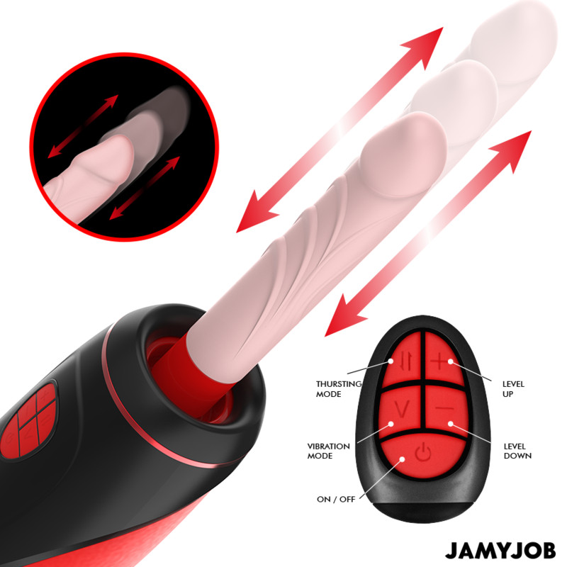 JAMYJOB - MASTURBATEUR AUTOMATIQUE PYSTON BASE AVEC DILDO À TÉLÉCOMMANDE