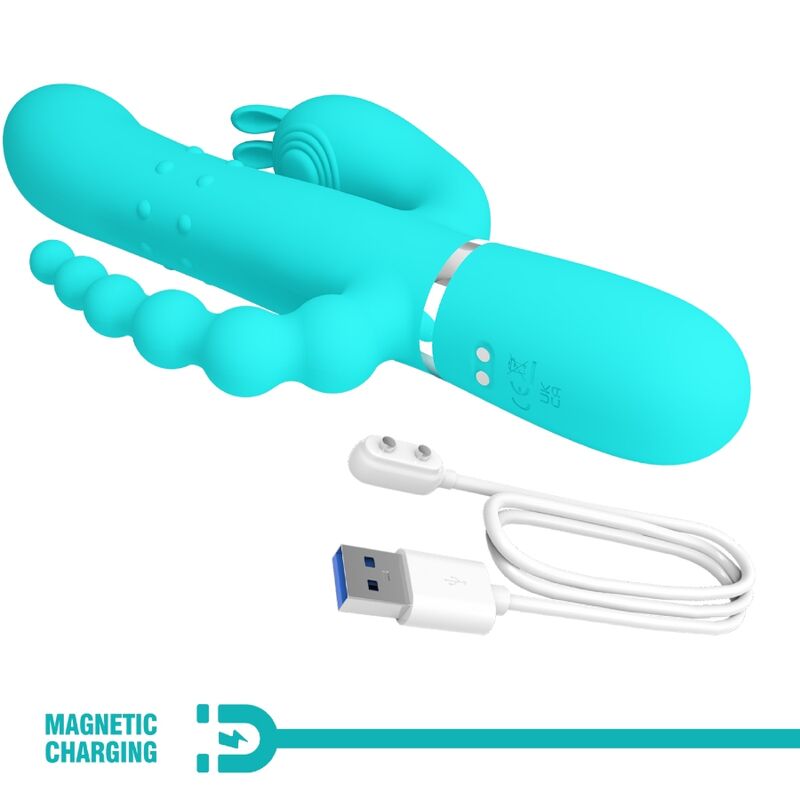 Pretty Love – Stimulateur Rabbit Multifonction 4 en 1 Cammy Bleu