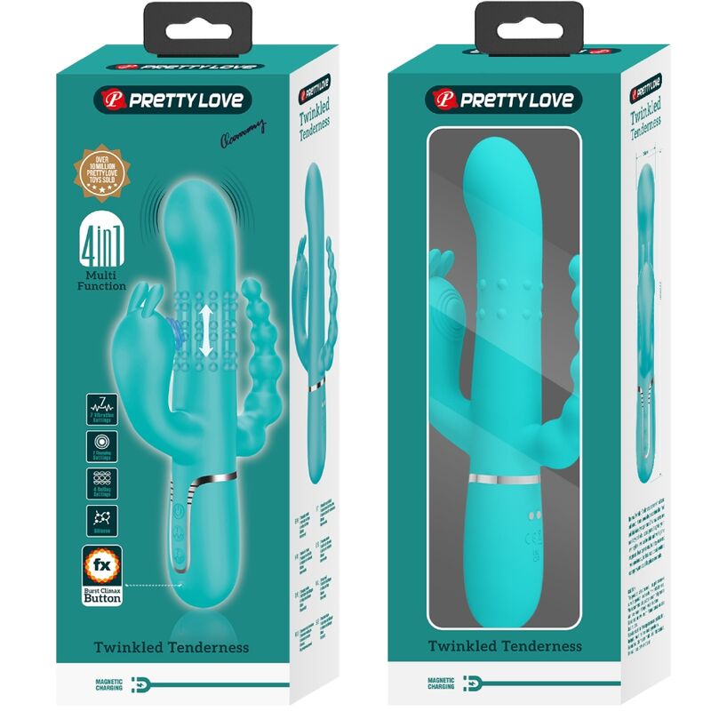 Pretty Love – Stimulateur Rabbit Multifonction 4 en 1 Cammy Bleu