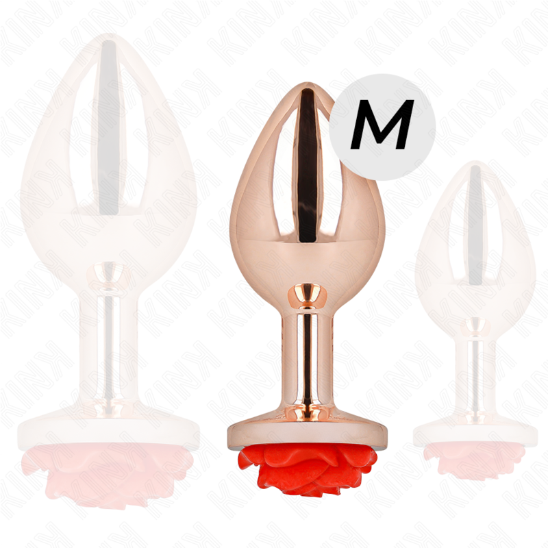 Kink - plug anal or rose avec rose rouge m
