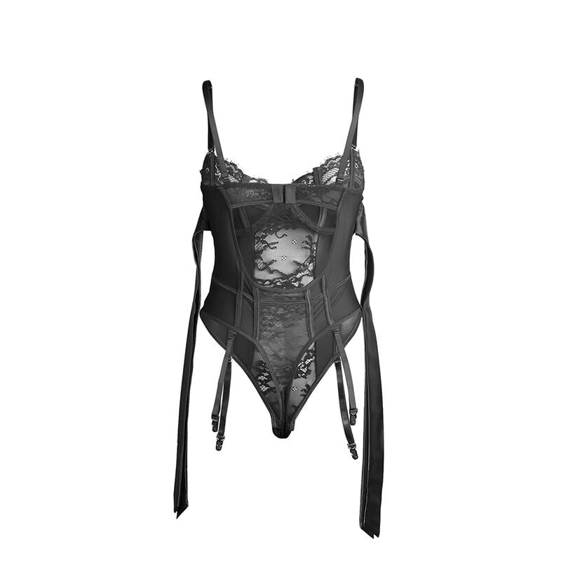 Subblime - 955502 body en dentelle avec nœuds et jarretelles noir l/xl