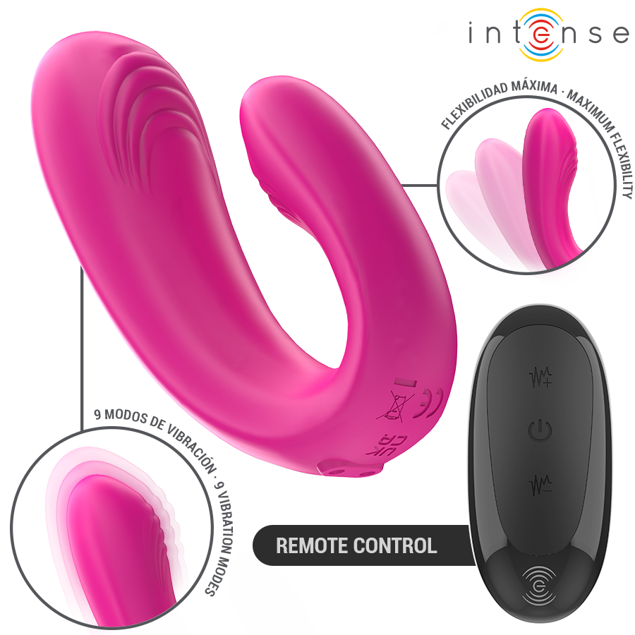 Stimulateur Double Janet en U Télécommandé Rose - Intense