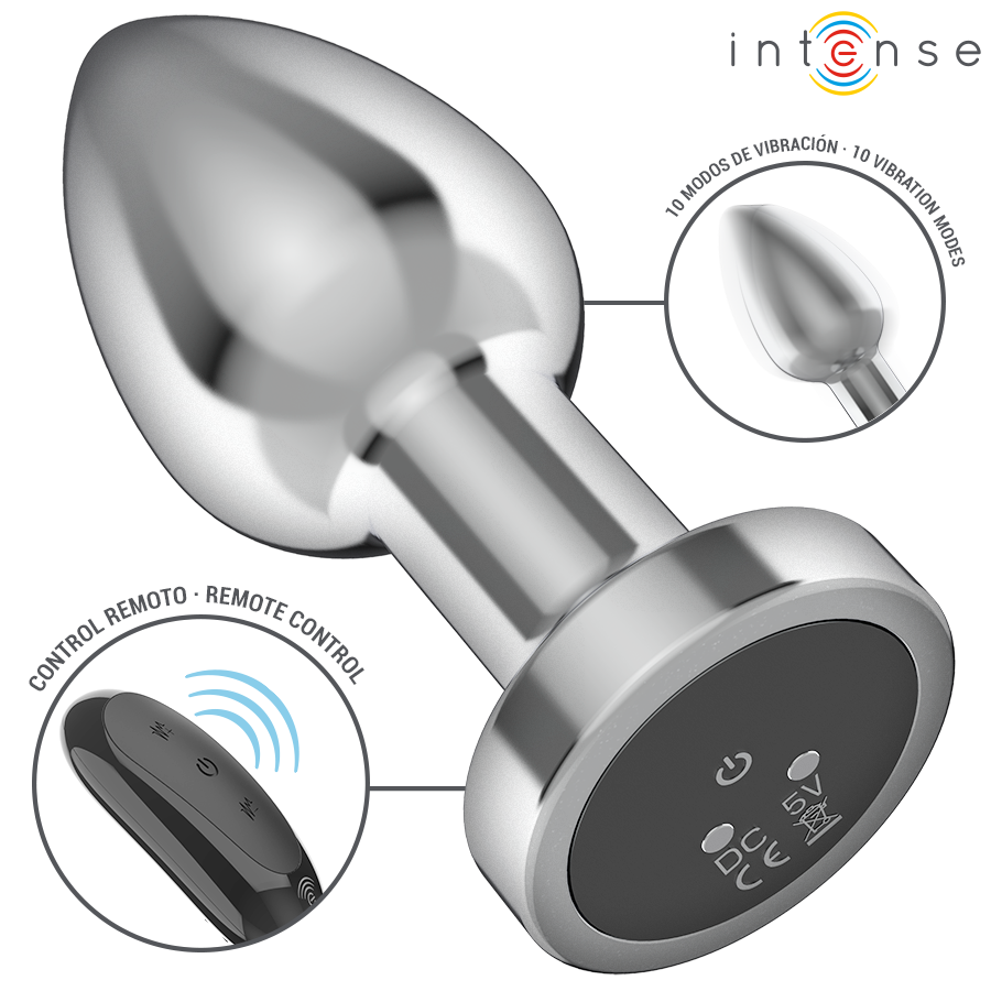 INTENSE - PLUG ANAL 10 VIBRATIONS MÉTAL AVEC TÉLÉCOMMANDE M