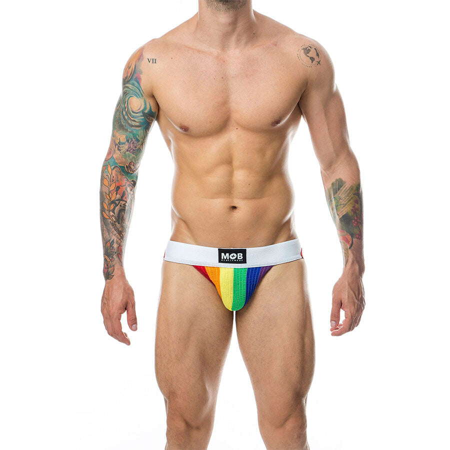 Jockstrap Classique Rayures Arc-en-Ciel Taille L - MOB - MOB