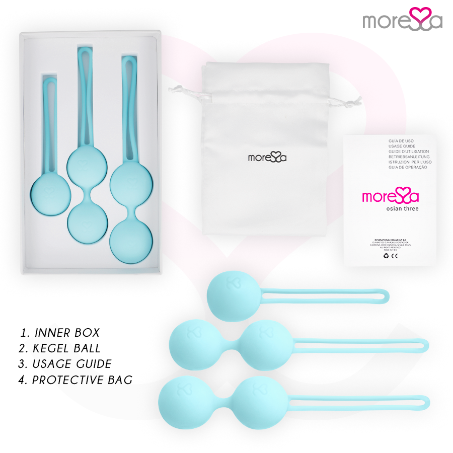 Moressa – Kit 3 Boules de Geisha Bleues Renforcement du périnée Osian Set