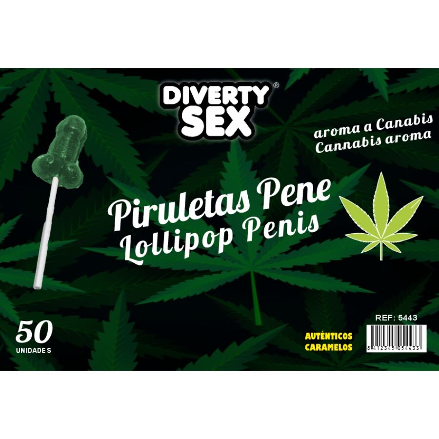 Sucettes Pénis Diablo Goloso Arôme Cannabis x50 - Diverty Sex