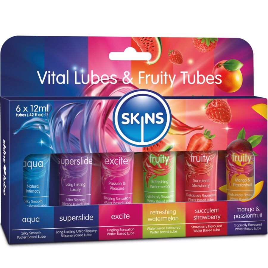 KIT DE LUBRIFIANTS VITAL & FRUITY POUR LA PEAU - 6 x 12 ML