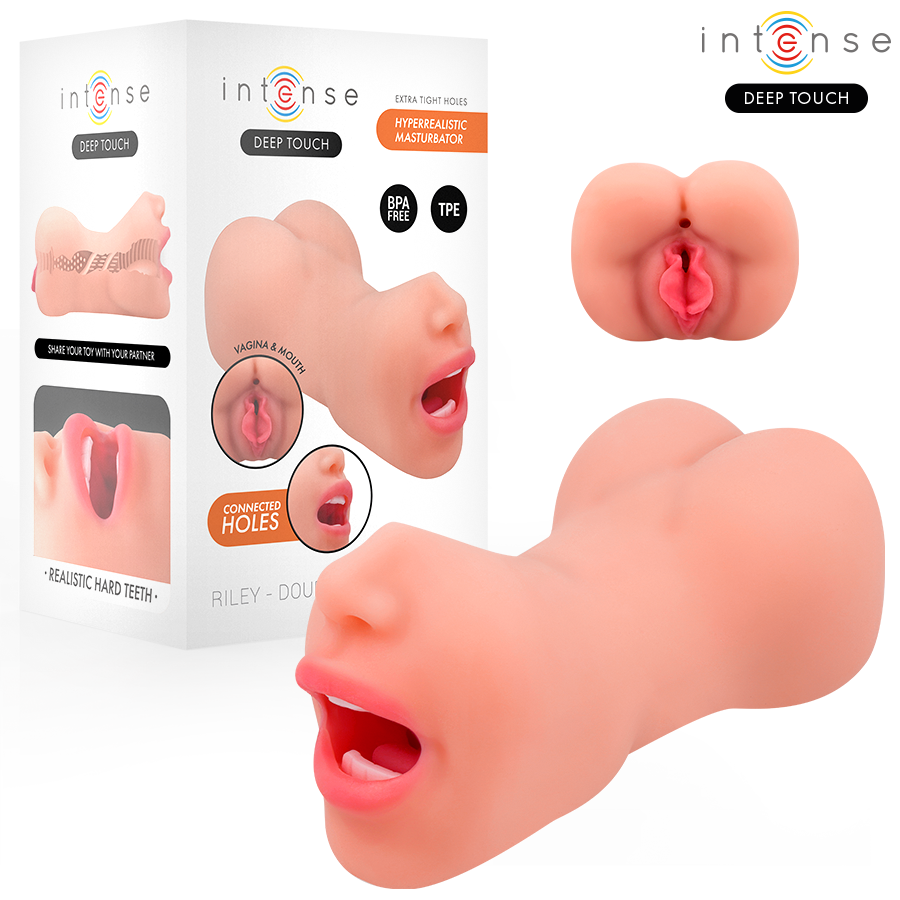Masturbateur Riley Double Bouche et Vagin - Intense Deep Touch