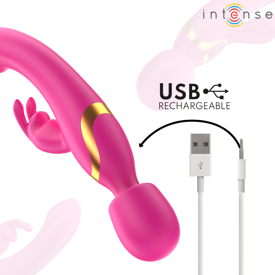 Vibrateur Double Winona Lapin et Baguette - Intense
