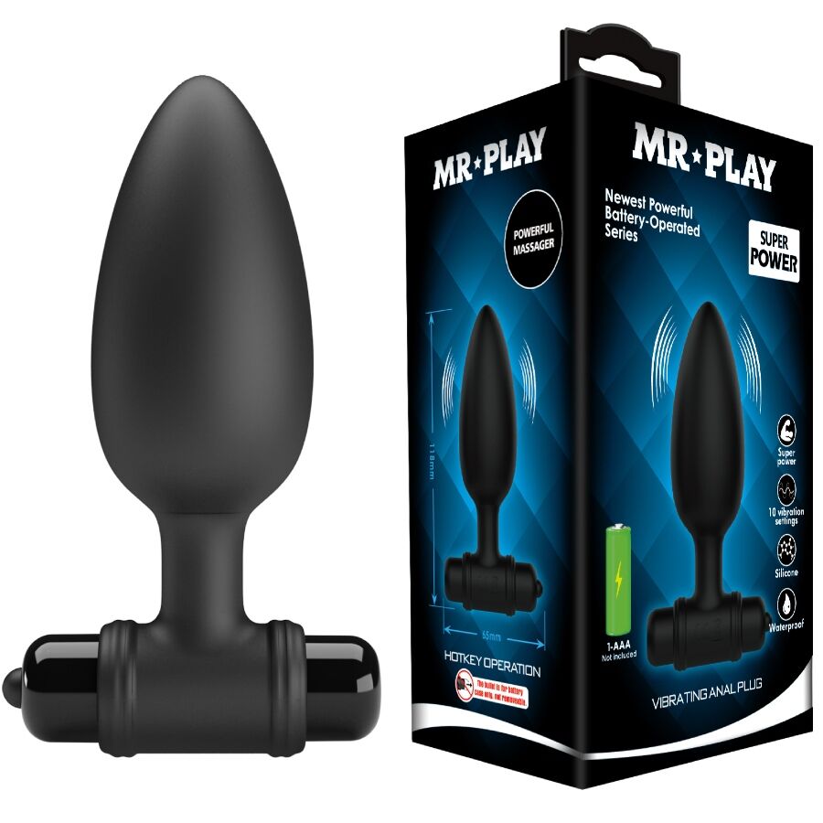 Mr Play - Plug Anal Vibrant 10 modes de vibration Waterproof - Noir