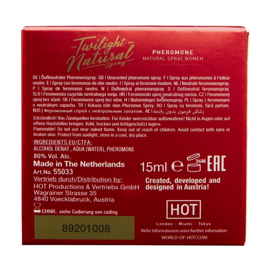 Spray Phéromones HOT Twilight Naturelle Femme 15ml - HOT