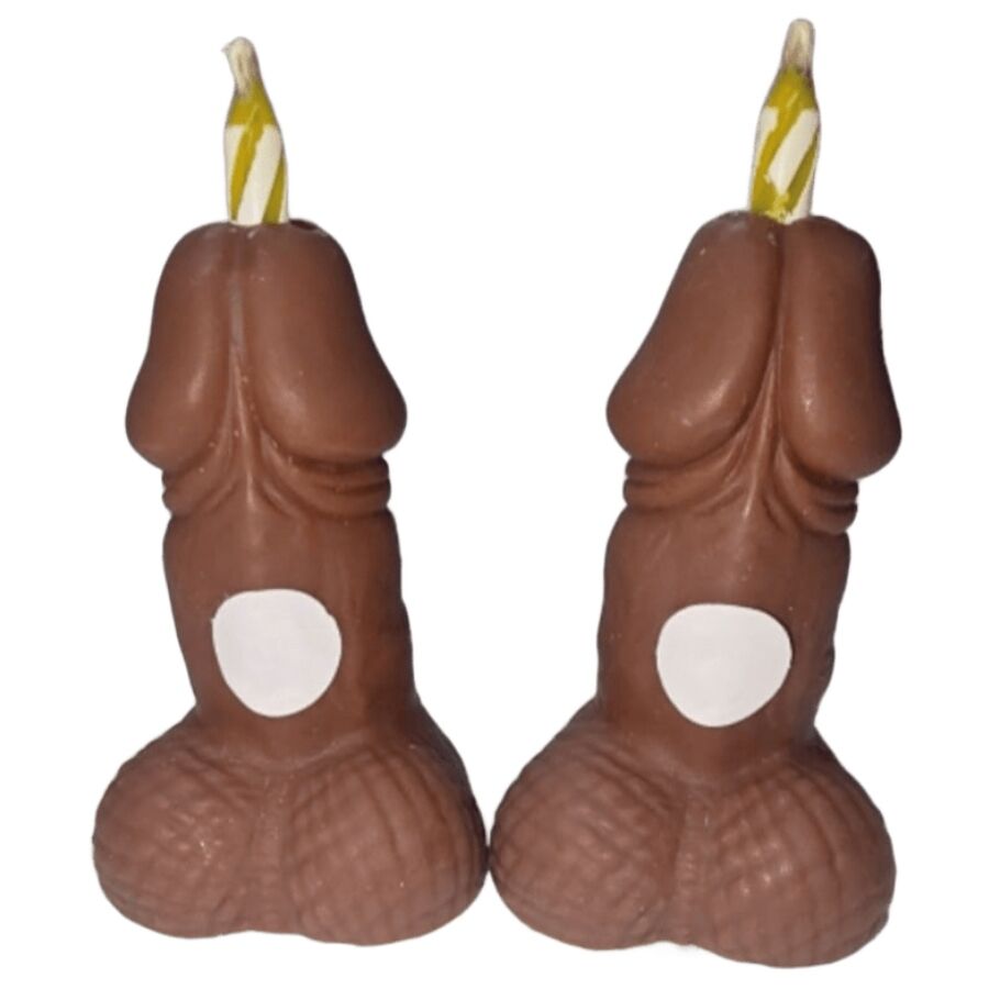 DIABLO PICANTE - BOUGIES CHIFFRES D'ANNIVERSAIRE EN FORME DE PÉNIS, TON FONCÉ, 2 UNITÉS