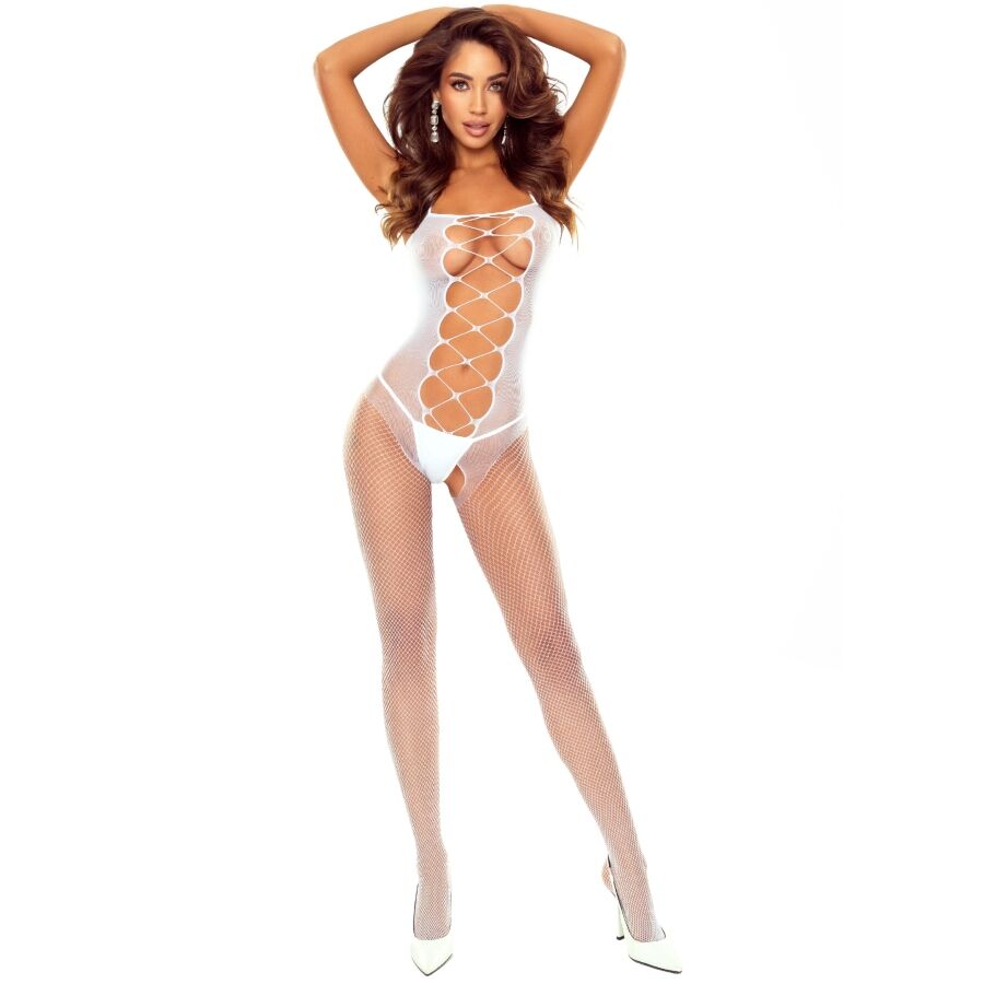 Body-Collant Passion BS124 Blanc à Lacets - Passion