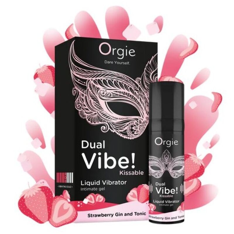 ORGIE - DOUBLE VIBRATION! VIBRATEUR LIQUIDE À EMBRASSER GIN TONIC À LA FRAISE 15 ML