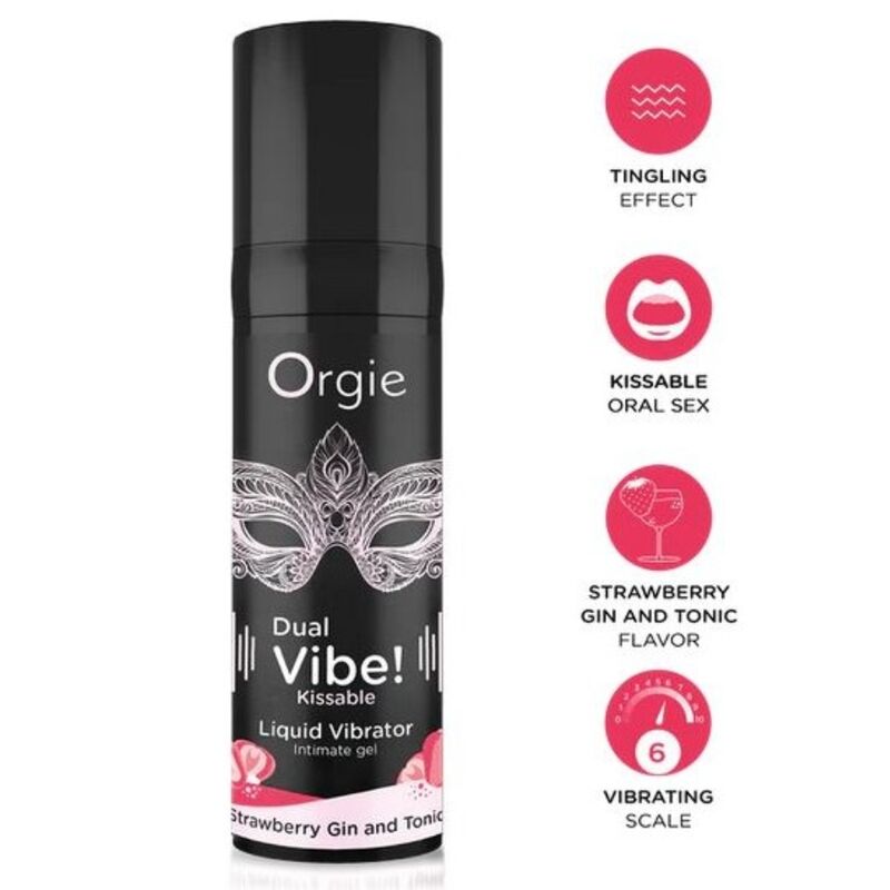 ORGIE - DOUBLE VIBRATION! VIBRATEUR LIQUIDE À EMBRASSER GIN TONIC À LA FRAISE 15 ML
