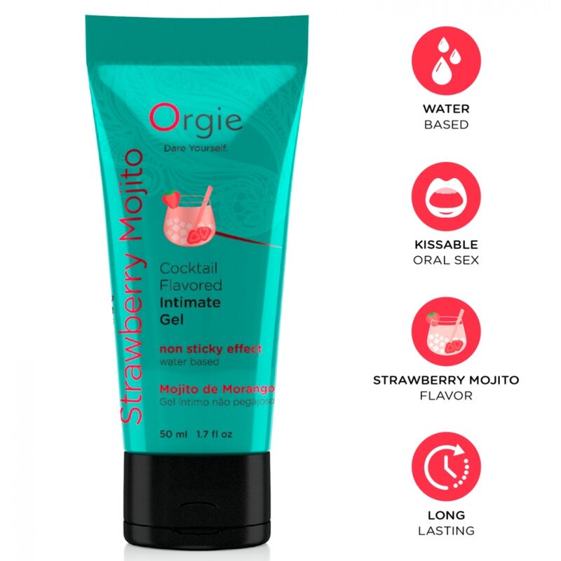 ORGIE - TUBE DE LUBRIFICATION COCKTAIL FRAISE MOJITO GEL INTIME À BASE DE EAU 50 ML