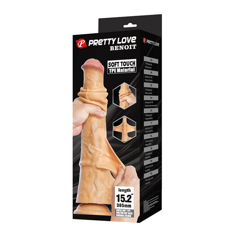 PRETTY LOVE - BENOIT GODEMICHET RÉALISTE TOUCHER DOUX AVEC PEAU GLISSANTE  38,5 CM NATUREL
