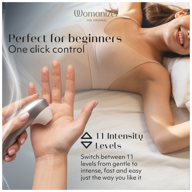 WOMANIZER - STIMULATEUR CLITORIAL PRO À SUCCION 11 NIVEAUX D'INTENSITÉ GRIS ARGENTÉ