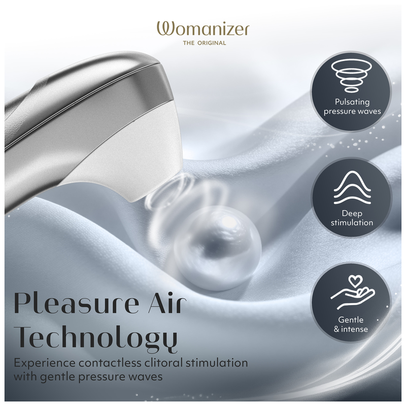 WOMANIZER - STIMULATEUR CLITORIAL PRO À SUCCION 11 NIVEAUX D'INTENSITÉ GRIS ARGENTÉ